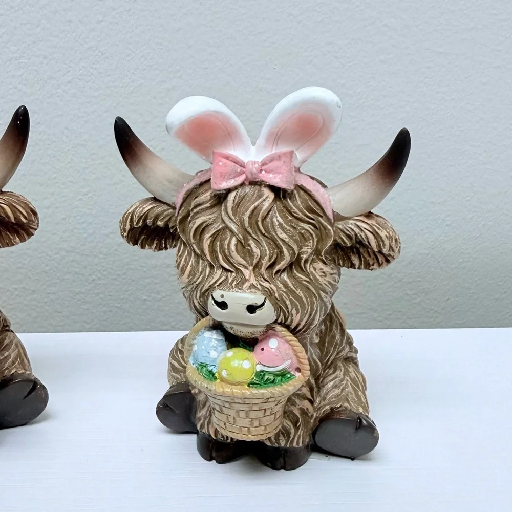 New! Adorable Highland Cow Easter Figurines Set from Hobby Lobby Spring 2026